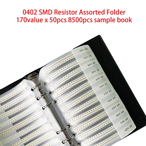 Easyscen 0402 SMD Resistor Kit (0 ohm-10M ohm) 1% Resistor Assortment Box Pack Book Assorted Folder 170 Values 8500pcs Resistance Sample Book Kit - Image 3