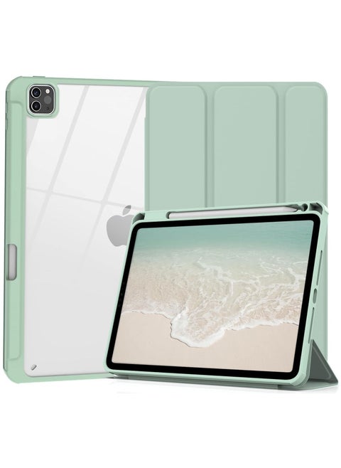 iPad Pro 12.9" 2022 2021 2020 Case, Clear Back Smart Folio Protective Case with Pencil Slot for iPad Pro 6th 5th 4th 3rd Generatio) mint green