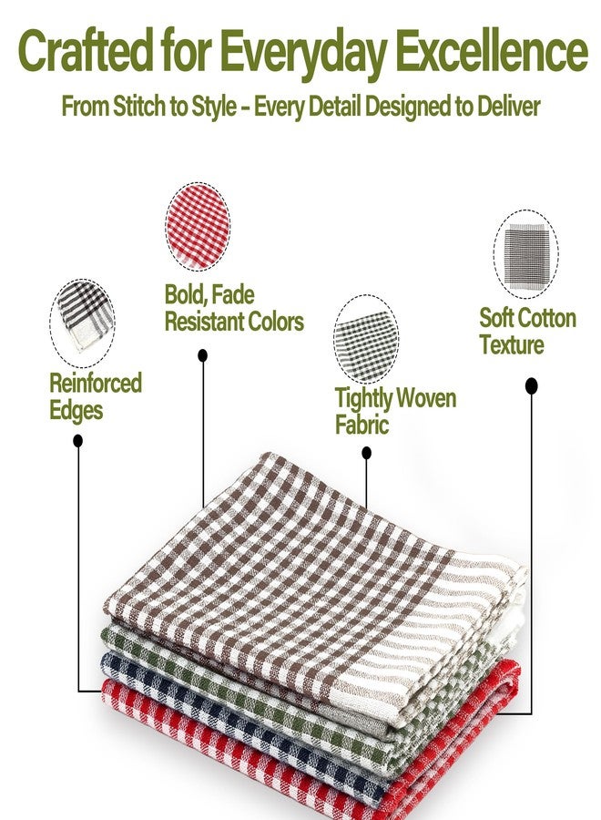Linensutra Kitchen Cotton Napkins|Cloth|Towel| for Multipurpse use Size 16 x 16 Inches, Gingham Pattern, Multicolour (Pack of 4) - Image 2