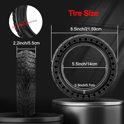 BANGTING إطارات صلبة BANGTING 2PCS 8.5x2 بوصة للسكوتر الكهربائي، 8 1/2 x2 للإطار البديل Gotrax GXL V2 / XR/APEX، 50/75-6.1 للإطار البديل Xiaomi Pro 2 / M365 / 1S وجميع إطارات السكوتر 8.5'' (أسود 1) - Image 3