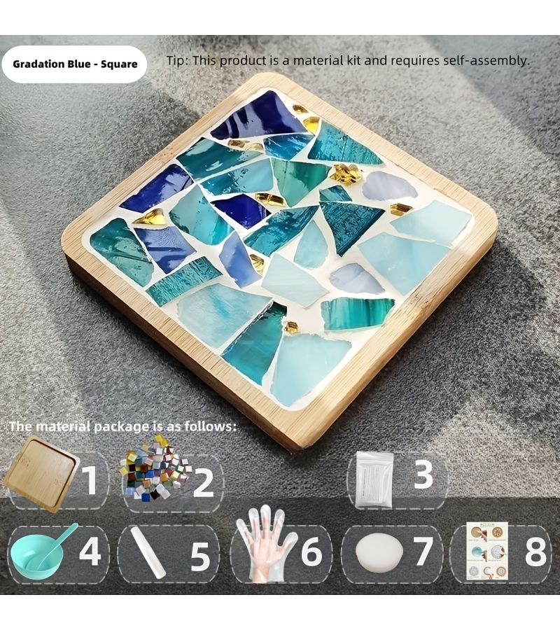 Mosaic Coasters And Heat Resistant Mat Material Kit Lemon Yellow Round Craft Set For Halloween Activities School Club Events Corporate Team Building Family Gatherings - Image 2
