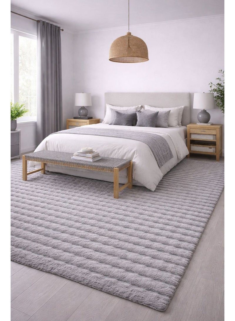 Home auraa Carpet Rug Anti-Slip – Size 160 x 230 cm – 5.25x7.55 ft | Pebble Shaggy Design - Grey Color | Ideal Carpet for Living Room, Bedroom, Office, Hallway or Balcony - Image 1