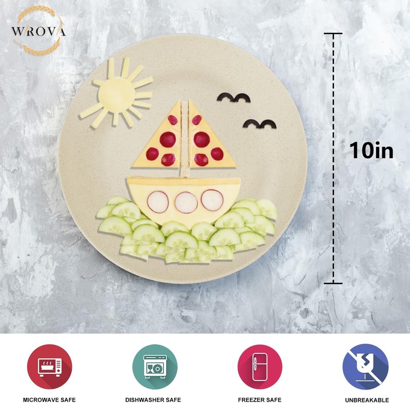 Wrova Wheat Straw Dinner Plates 10 Inch Unbreakable Set of 8  Dishwasher  Microwave Safe Plastic Plates Reusable  Lightweight Plates for kitchencampingsaladappetizer  Beige - Image 2