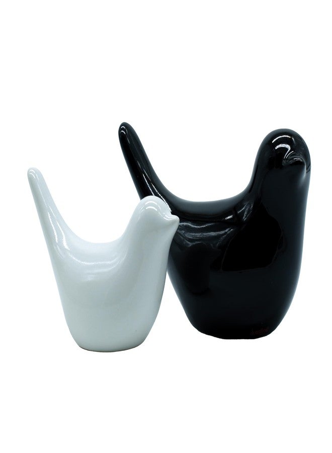 AABCO Ceramic White and Black Blessing Birds Figurine for Home Decor | Living Room,Bedroom,Office Desk,Cabinets (Pack of 2 White Black - Image 4