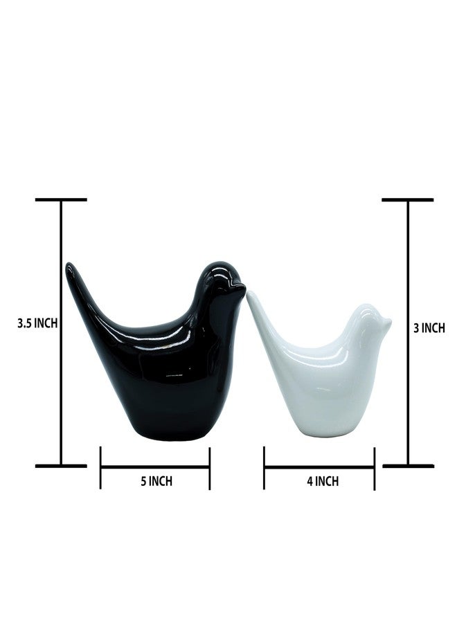 AABCO Ceramic White and Black Blessing Birds Figurine for Home Decor | Living Room,Bedroom,Office Desk,Cabinets (Pack of 2 White Black - Image 2