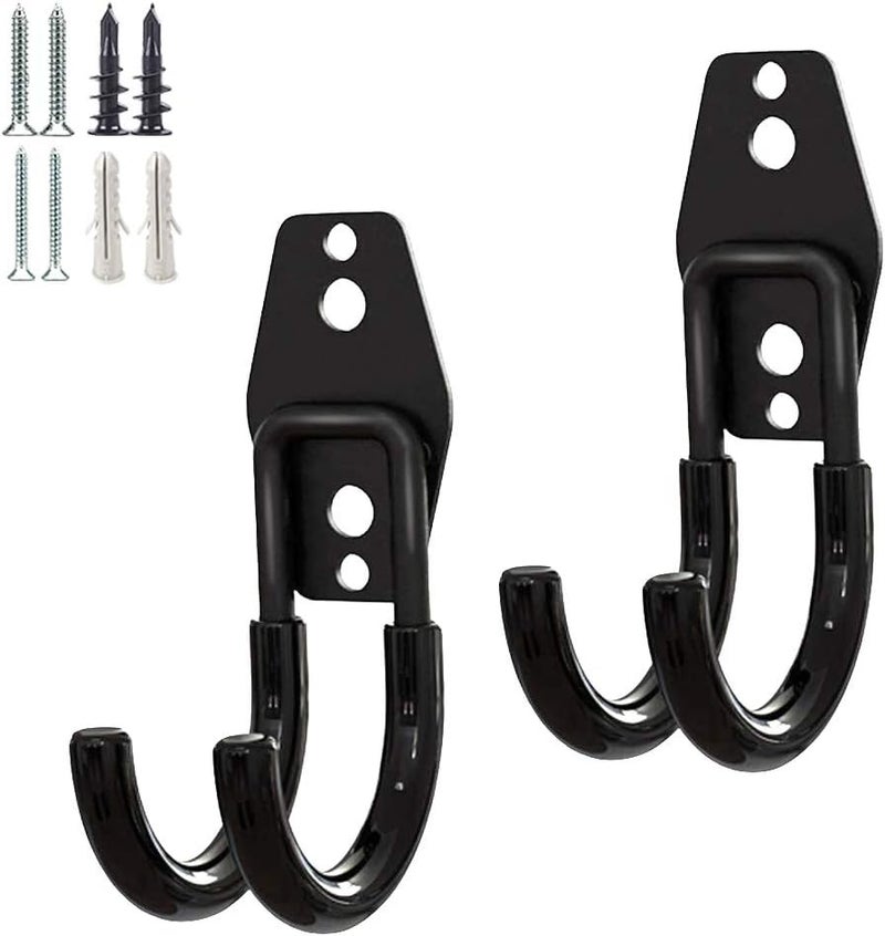 GeeWatom 2 Pack Garage Storage Utility Hooks，Garage Garden Tool Organizer，Steel Wall Mount Hooks, Garden Small U Hooks (Type O-Black) - Image 1