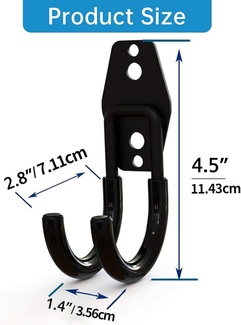 GeeWatom 2 Pack Garage Storage Utility Hooks，Garage Garden Tool Organizer，Steel Wall Mount Hooks, Garden Small U Hooks (Type O-Black) - Image 2
