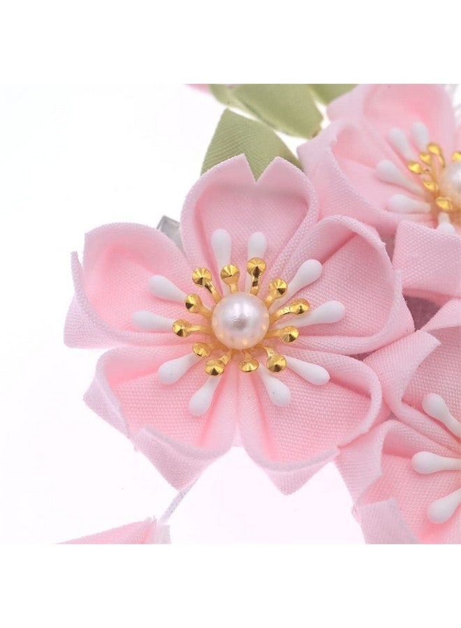 MIAO WU Japanese Women Pink Cherry Blossoms Hair Clipkimono Flower Tsumami Hairpin Band Clip Hair Stick Accessories For Women Girls (Style C) - Image 5
