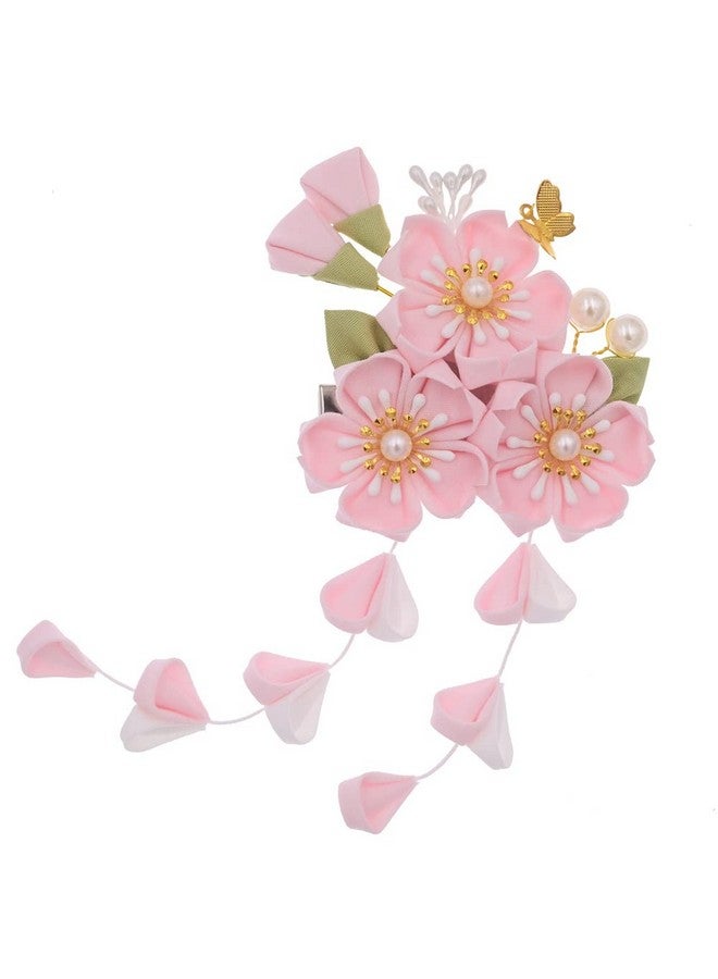 MIAO WU Japanese Women Pink Cherry Blossoms Hair Clipkimono Flower Tsumami Hairpin Band Clip Hair Stick Accessories For Women Girls (Style C) - Image 3
