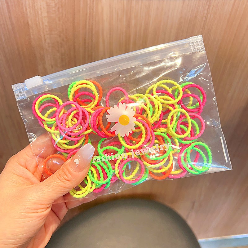 Generic Little Daisy Bag Rubber Band Children Princess Baby No Harming Hair Rope Girls Headwear Little Girls Hair Rope Hair Accessories 11-D7 lotus root node fluorescent 100 root/bag 