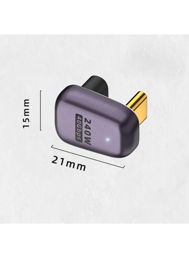 BURAQ 240W USB-C/Type-C Female to USB-C/Type-C Male 40Gbps U-Type Adapter with Light - Image 2
