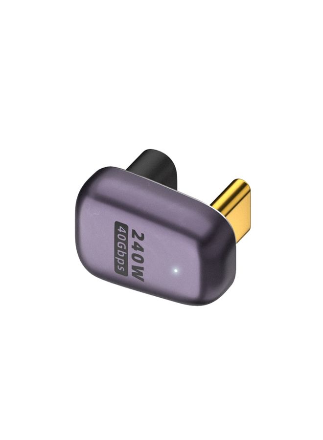 BURAQ 240W USB-C/Type-C Female to USB-C/Type-C Male 40Gbps U-Type Adapter with Light - Image 1