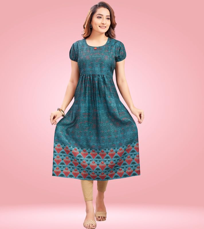 RITIJYA Feeding Kurtis for Women with Zip in Cotton| Straight Maternity Pregnancy Dress for Nursing Mothers | Stylish & Comfortable | Maternity Wear Feeding Dress Tops (9238_42,Mystical Green) - Image 4