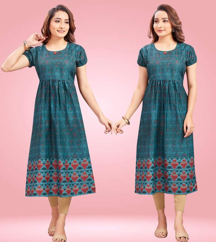 RITIJYA Feeding Kurtis for Women with Zip in Cotton| Straight Maternity Pregnancy Dress for Nursing Mothers | Stylish & Comfortable | Maternity Wear Feeding Dress Tops (9238_42,Mystical Green) - Image 5