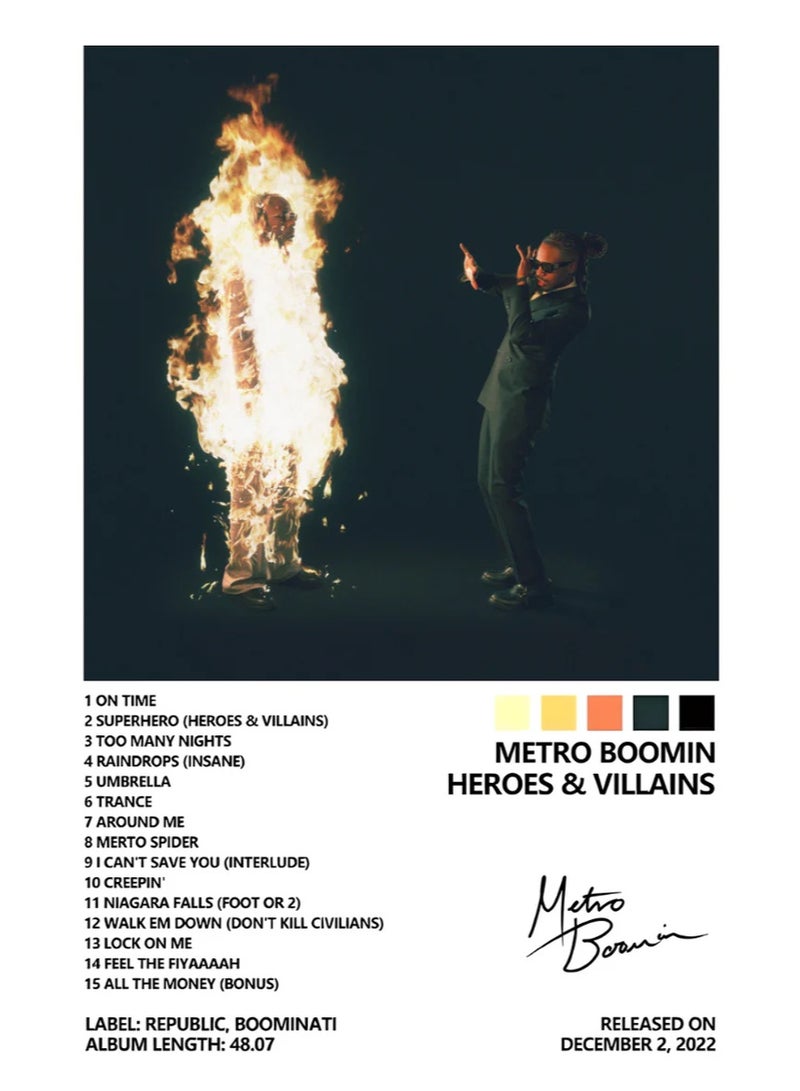 TNESSENTIAL METRO BOOMIN   HEROES AND VILLIANS   CANVAS POSTER - Image 1