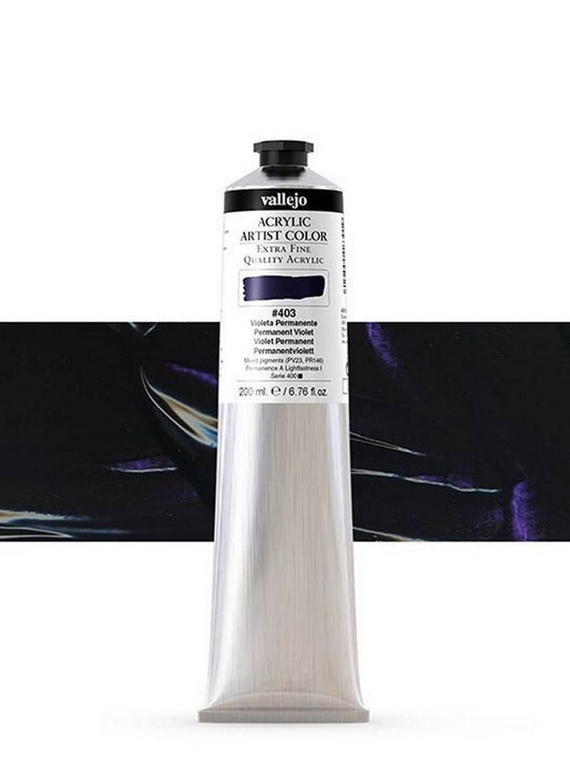 فاليجو ألوان أكريليك دائمة للفنانين باللون البنفسجي 200 مل - طلاء أكريليك احترافي بنفسجي غامق - (17403)