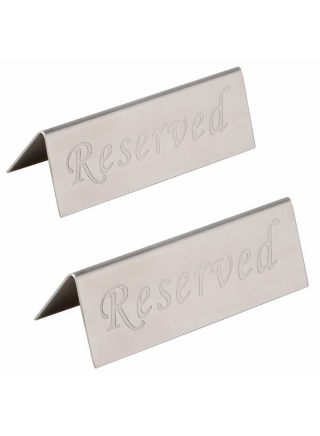 JDYOOMI Bright-Life Reserved Sign - Stainless Steel Tabletop Sign Desk Top Stand Tent Sign for Restaurants,Weddings,Events -ouble Sided - 4.7 by 1.6 Inch - Set of 2 Small Silver BL-RS-06-A - Image 1