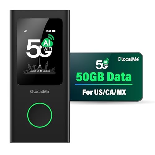 GlocalMe Numen Air 5G Hotspot with 50GB USCAMX Data 90Days Portable WiFi Hotspot for Travel Ultra High Speed Mobile Hotspot Device with Touch Screen No SIM Card Required 16 Connected Devices - Image 1