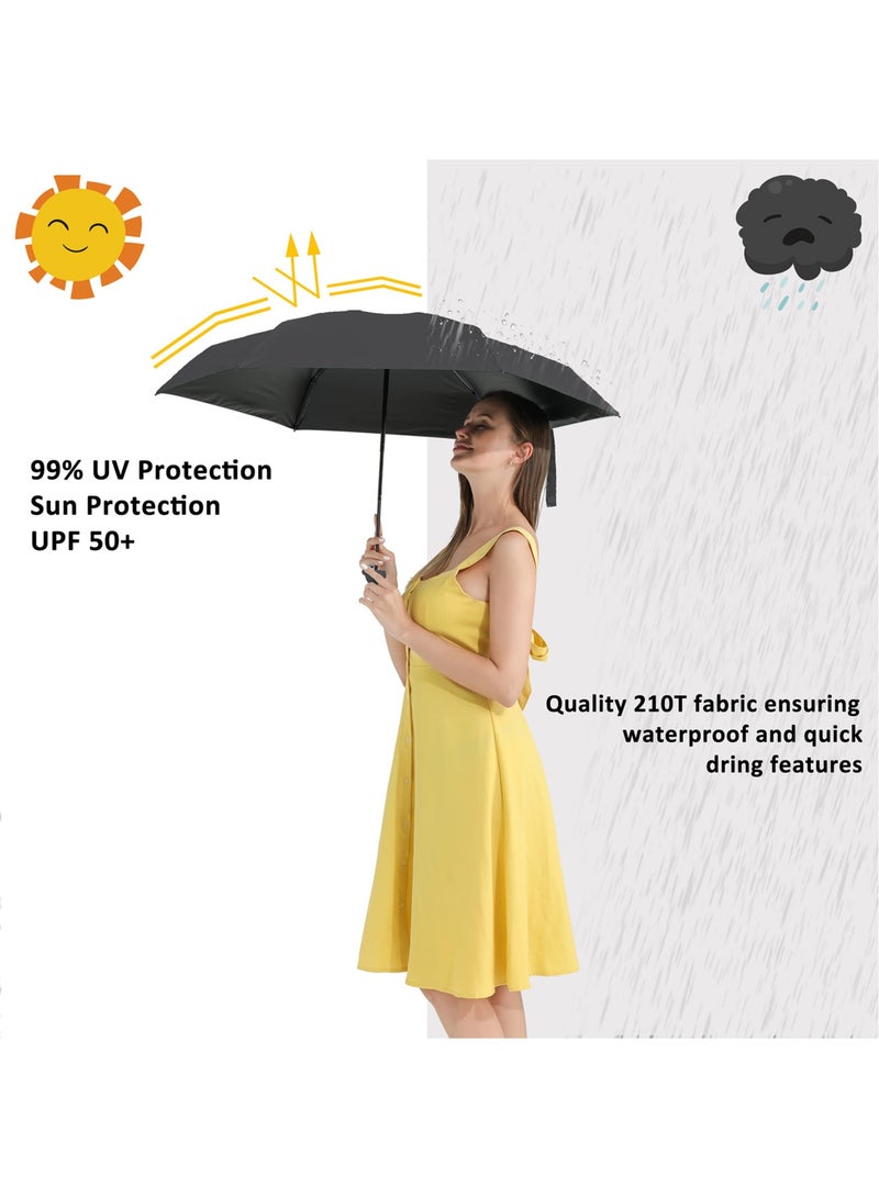 Automatic Folding Compact Umbrella, Umbrella Sun Protection, 16 Ribs Windproof Lightweight Portable Travel Umbrella, Sun and Rain Pocket UV Umbrellas for Kids Girls Boys Women(Black) - Image 2