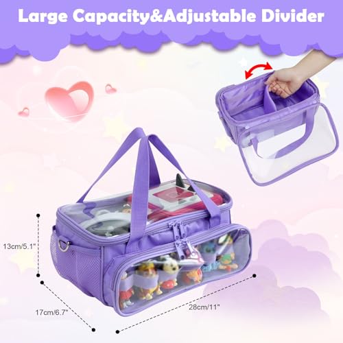 Demao Carrying Case for Tonie 2 &1 in Purple | All-in-One Portable Storage Box | Holds 20+ Figures for Tonies, Shockproof Travel Organizer | PVC Visual Cover-Plays Audio Figurines On-The-Go - Image 2