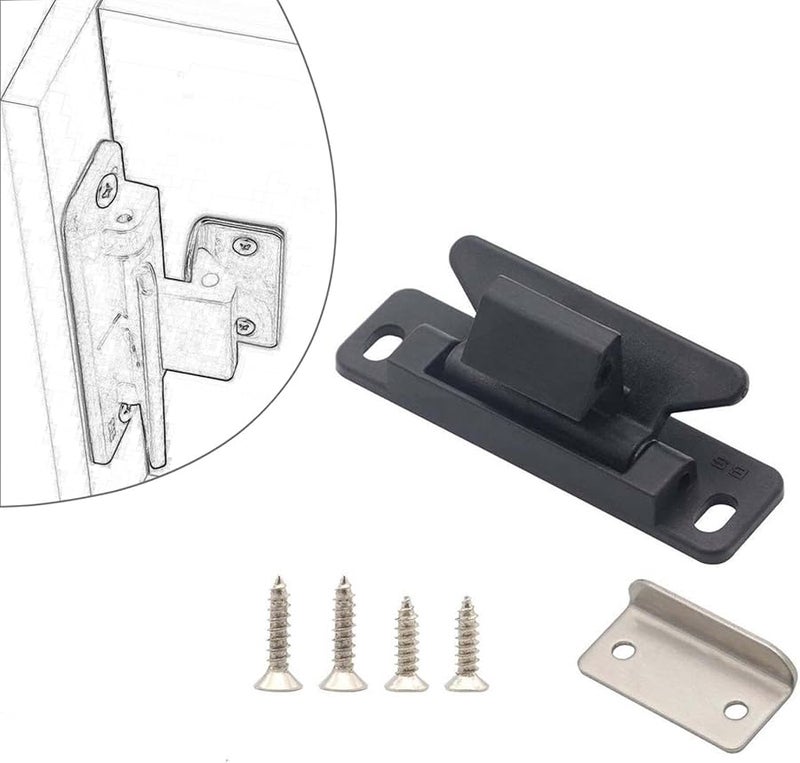 Black Universal RV Boat Cabinet Door Catch Drawer Latch for Closet Doors Nylon Metal - Image 3