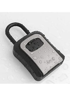 Rubik Padlock Key Storage Safe Box with 4 Digits Combination Lock & Removable Shackle for Home Office Shop Warehouse Garage Door Handle Hang - Black/Grey  - Image 5