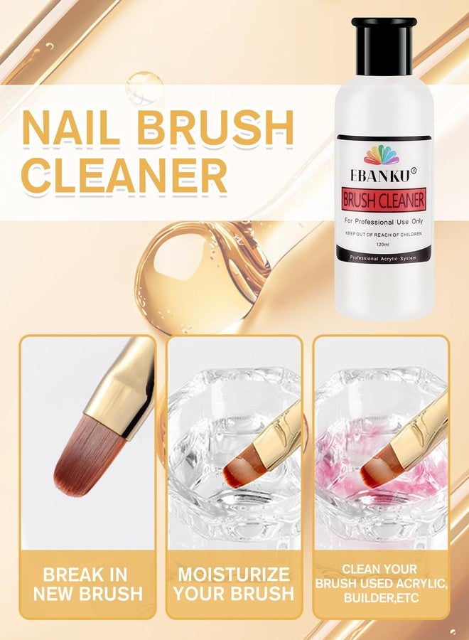 EBANKU 120ml Acrylic Nail Brush Cleaner, 3 in 1 Nail Art Brushes Conditioner Nail Brush Clean Solution Quickly Clean for Solid Gel Polish/Nail Extension Gel - Image 3