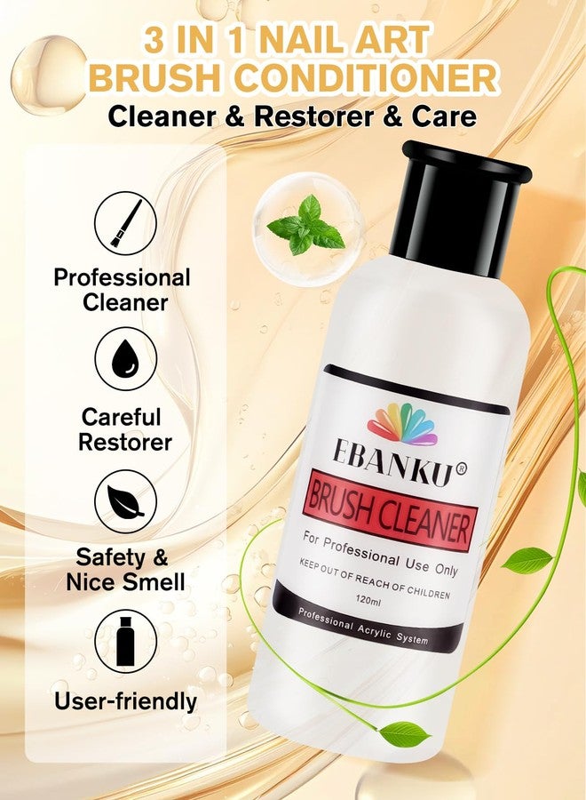 EBANKU 120ml Acrylic Nail Brush Cleaner, 3 in 1 Nail Art Brushes Conditioner Nail Brush Clean Solution Quickly Clean for Solid Gel Polish/Nail Extension Gel - Image 2