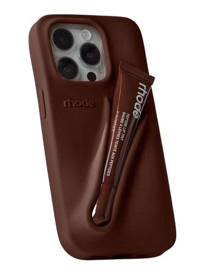 Rhode Espresso Lipstick iPhone 16 Pro Max Case – Silicone Case with Built-in Peptide Lip Treatment Holder - Image 1