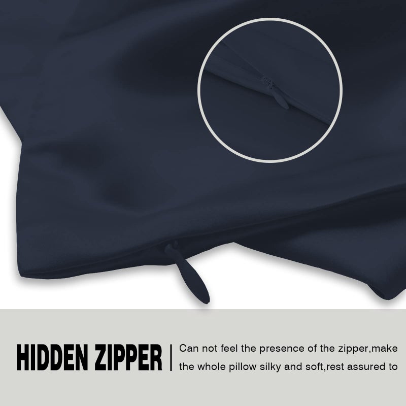 Suatien Mulberry Silk Pillowcase for Hair and Skin Standard Size 20"X 26" Pillow Case with Hidden Zipper Soft Breathable Smooth Cooling Silk Pillow Covers for Sleeping (Navy Blue,Standard,1Pcs) - Image 4