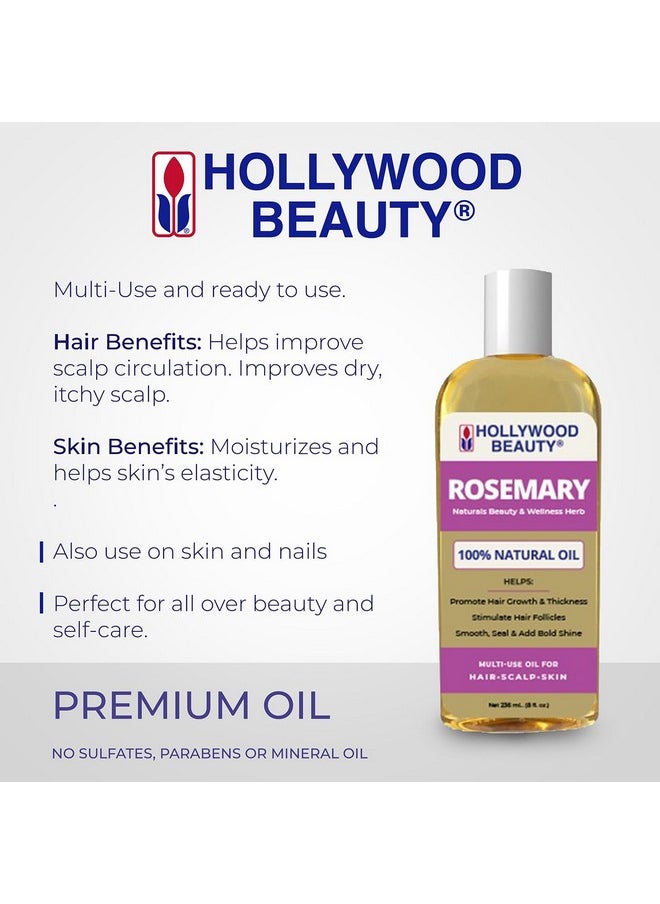 Hollywood Beauty Hollywood Beauty Rosemary Oil for Hair, Scalp, & Skin, 8 fl oz - Encourages Hair Growth, Helps Improve Scalp Circulation  - Image 2