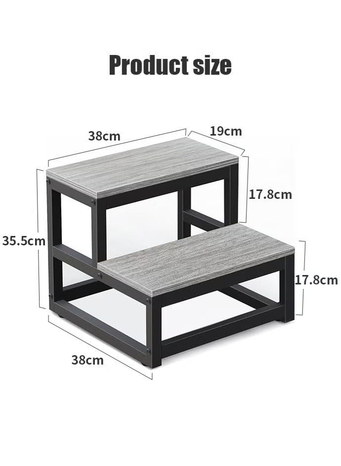 GMORO Wooden Step Stools for Adults Kids, 2 storey Step Stool, Apply to kitchen, bathroom and bedside - Image 4