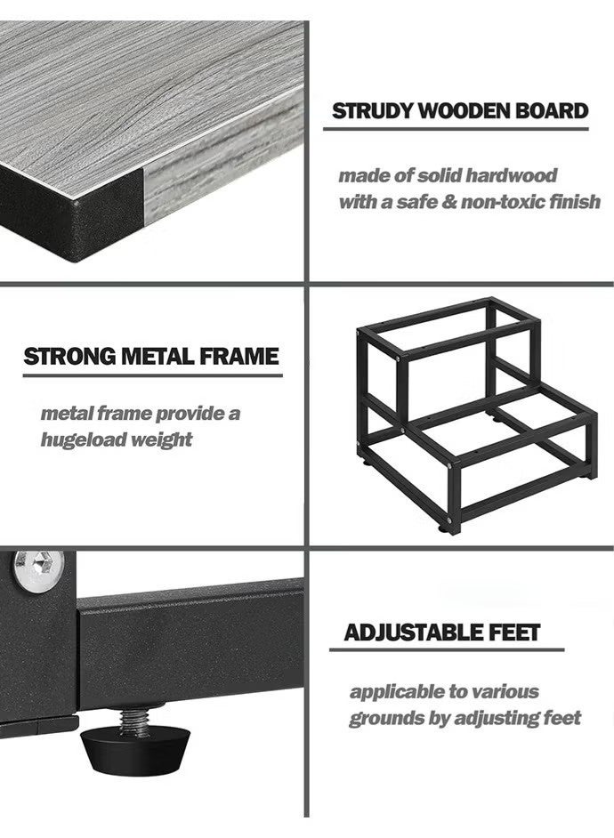 GMORO Wooden Step Stools for Adults Kids, 2 storey Step Stool, Apply to kitchen, bathroom and bedside - Image 3