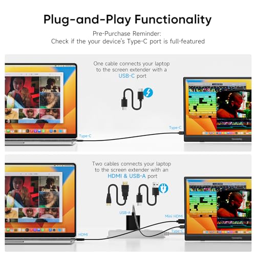 Dopesplay شاشة محمولة، 15.6" FHD 1080P شاشة محمولة للسفر لأجهزة اللابتوب، شاشة خارجية فائقة النحافة لجهاز اللابتوب مع قاعدة، موسع شاشة لجهاز اللابتوب PC ماك هاتف PS4/5 إكس بوكس سويتش - Image 3