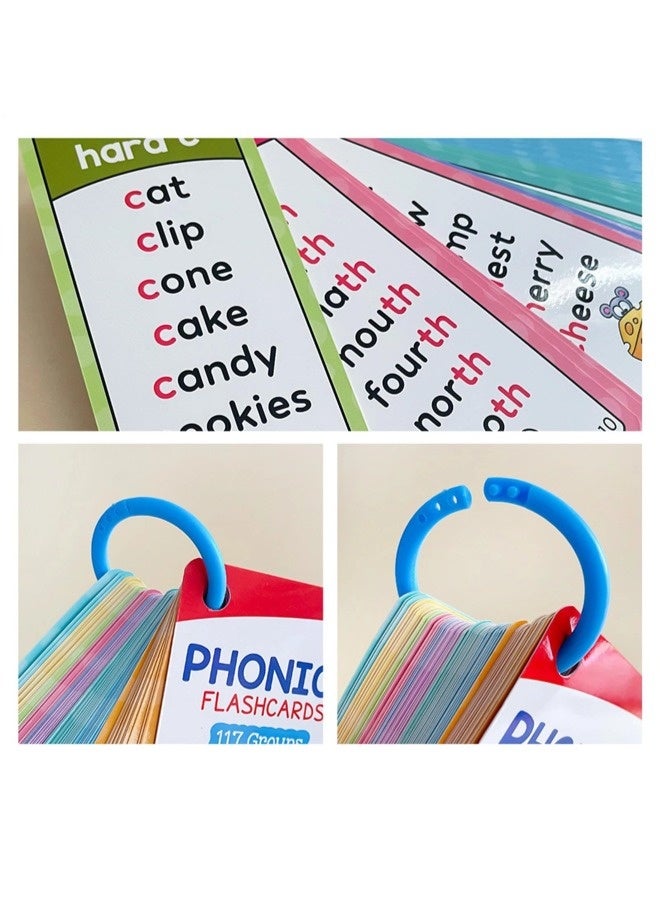 ShebSheb Phonics Word Lists Cards, 117 Groups Phonetic Word Column List, Vocabulary Building Teaching Aids with 900+ Phonics Rhyming Words, Speech Therapy Tools for Toddlers - Image 3