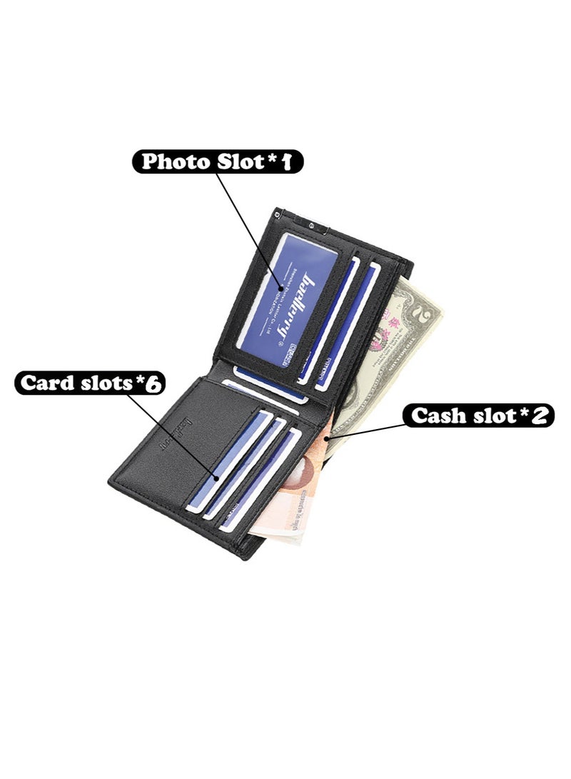 بايلليري محفظة رجالية، محفظة جيب بيفولد مع نافذة هوية، محافظ جلدية نحيفة للرجال، أسود 11.5 × 9.5 × 1.8 سم - Image 4