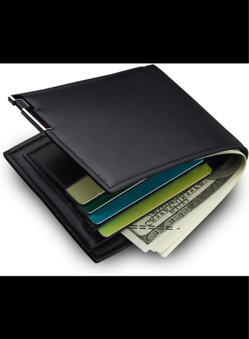 بايلليري محفظة رجالية، محفظة جيب بيفولد مع نافذة هوية، محافظ جلدية نحيفة للرجال، أسود 11.5 × 9.5 × 1.8 سم - Image 5