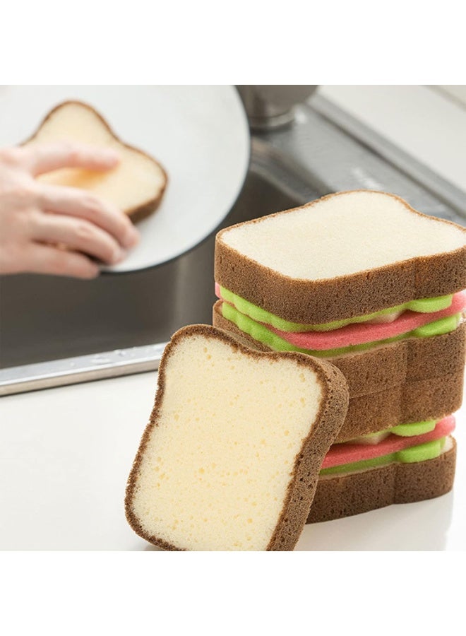 Bukela 3 Pcs Sandwich Sponge, Cute Deep Cleaning Thickened Scrub Dish Wipe Sponge Kitchen Sponges for Kitchen Cleaning Supplies Kitchen Cleaning Sponge Dish Cloth Erase Stains Bath - Image 4