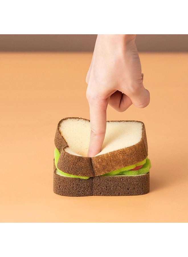 Bukela 3 Pcs Sandwich Sponge, Cute Deep Cleaning Thickened Scrub Dish Wipe Sponge Kitchen Sponges for Kitchen Cleaning Supplies Kitchen Cleaning Sponge Dish Cloth Erase Stains Bath - Image 3