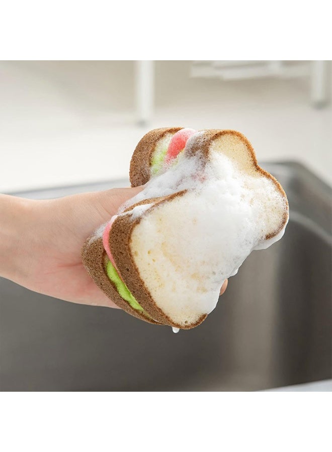 Bukela 3 Pcs Sandwich Sponge, Cute Deep Cleaning Thickened Scrub Dish Wipe Sponge Kitchen Sponges for Kitchen Cleaning Supplies Kitchen Cleaning Sponge Dish Cloth Erase Stains Bath - Image 2