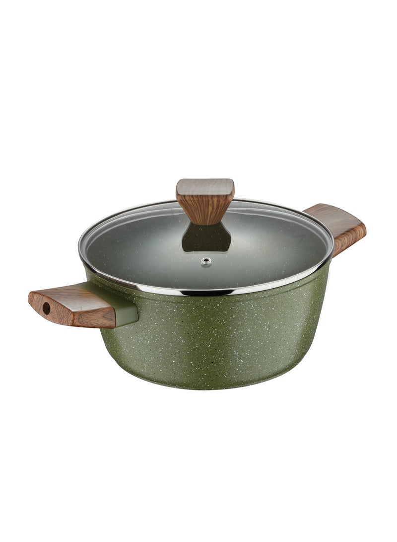 BERGNER ACADIA FORGED ALUMINUM  CASSEROLE W LID 26CM WITH  INDUCTION BOTTOM, GREEN COLOR, BG56243GR  - Image 1