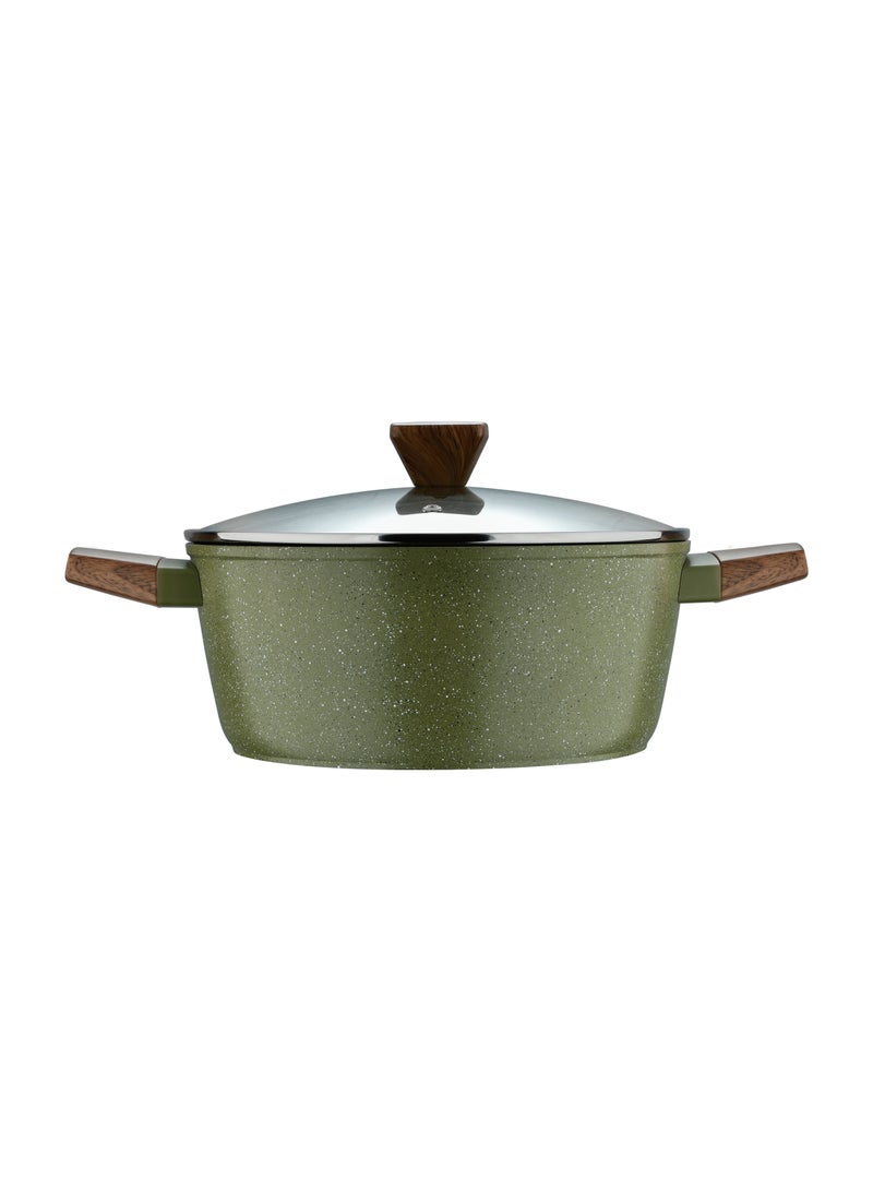 BERGNER ACADIA FORGED ALUMINUM  CASSEROLE W LID 26CM WITH  INDUCTION BOTTOM, GREEN COLOR, BG56243GR  - Image 2
