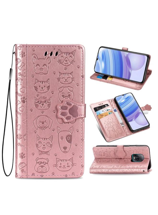 The Bros Case For Xiaomi Redmi 10X Pro 5G/10X 5G Cute Cat and Dog Embossed Horizontal Flip Leather Case with Bracket / Card Slot / Wallet / Lanyard