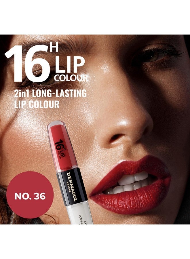 Dermacol NEW 16-Hour Lip Colour, Highly Pigmented Glossy Lip Stain, Two-Phase Lip Plumper Gloss, Kissproof Lip Makeup Products with Matte and Glitter Finish, n. 36 - Image 4