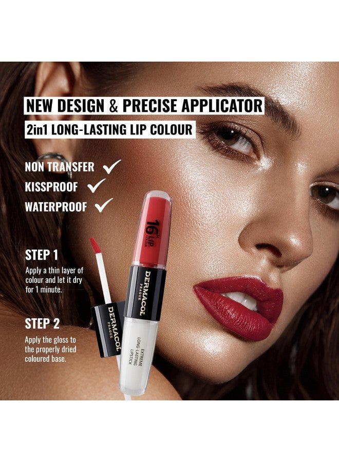Dermacol NEW 16-Hour Lip Colour, Highly Pigmented Glossy Lip Stain, Two-Phase Lip Plumper Gloss, Kissproof Lip Makeup Products with Matte and Glitter Finish, n. 36 - Image 2