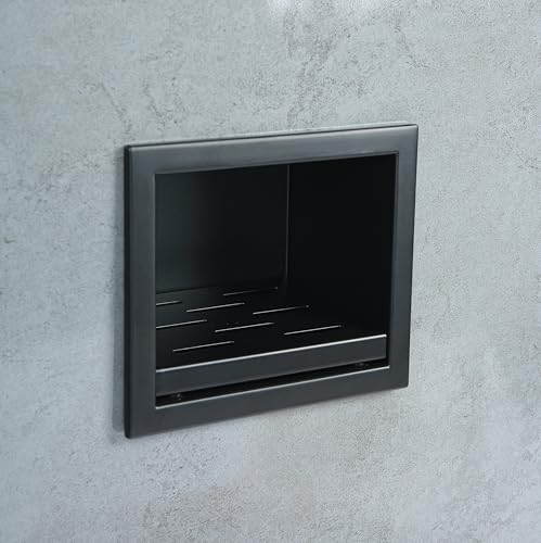IKITRAEE Recessed Wall Soap Holder for Shower NicheShower Foot Rest for Shave LegsStainless Steel 304 FootrestMatte Black59 in x 48 in x 39 in - Image 1