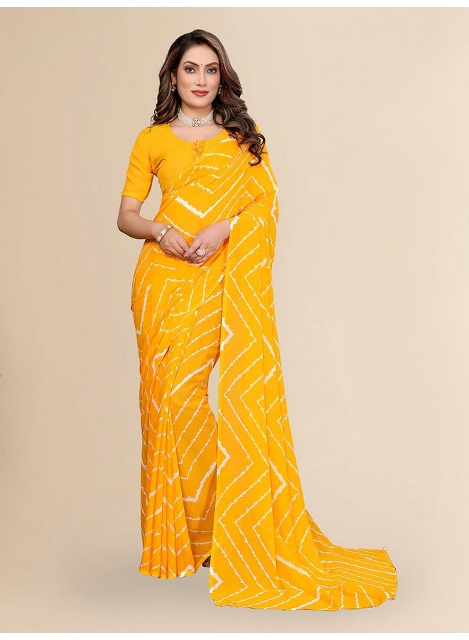 Anand ANAND SAREES Women's Regular Fit Laheriya Print Bollywood Georgette Saree with Matching Blouse Piece | Stylish & Attractive | Fancy Saree for Parties, Weddings, Festivals (Yellow)(BW_1750)  - Image 2