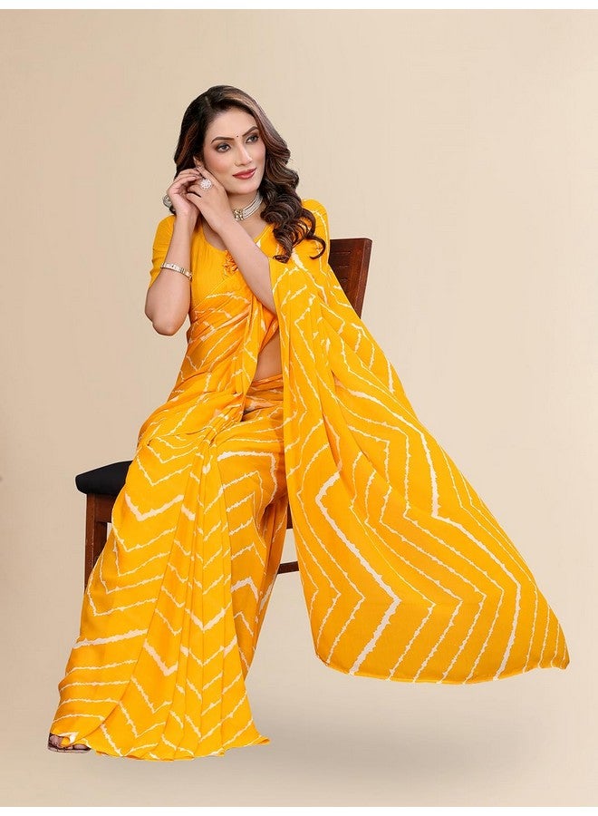 Anand ANAND SAREES Women's Regular Fit Laheriya Print Bollywood Georgette Saree with Matching Blouse Piece | Stylish & Attractive | Fancy Saree for Parties, Weddings, Festivals (Yellow)(BW_1750)  - Image 5