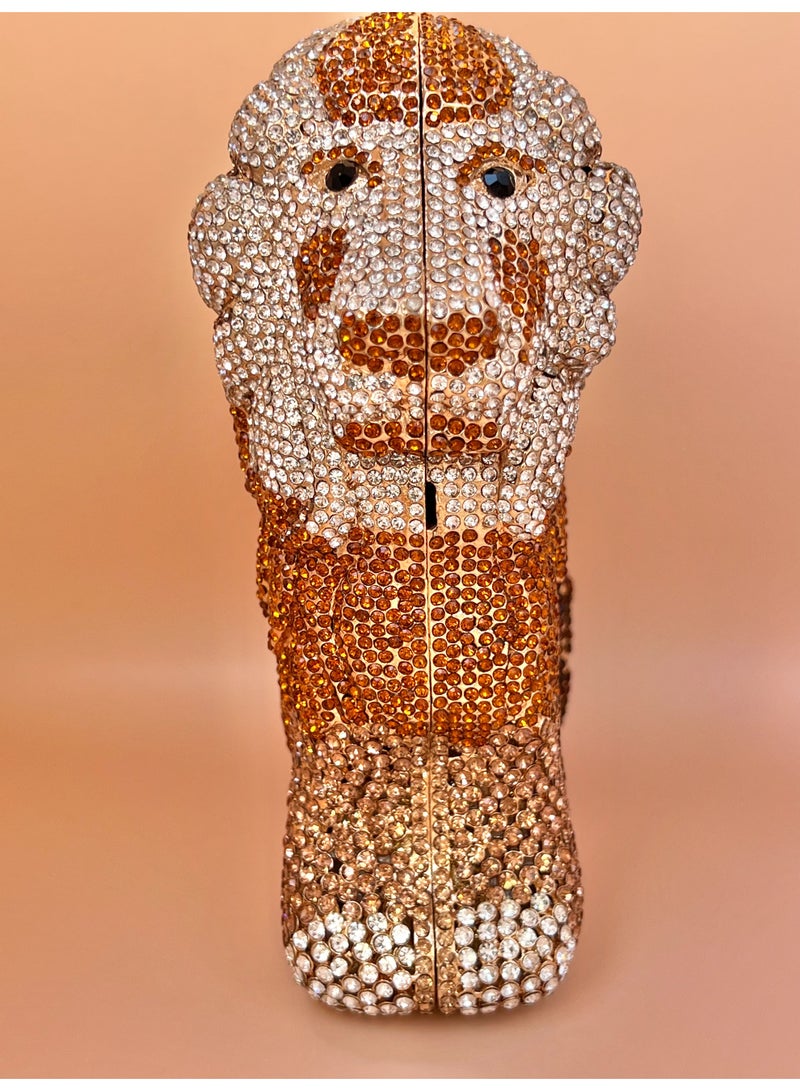 SVARN ATELIER Lion Evening Rhinestone Crystal Clutch Crystal Clutch Rhinestone Bag Handbag Luxury Clutch Bag Evening Bag Party Bag Shiny Sparkle Bag Crystal Bag Lion Shaped Bag Lion Crystal Bag Lion Bag Rhinestone Clutch - Image 1