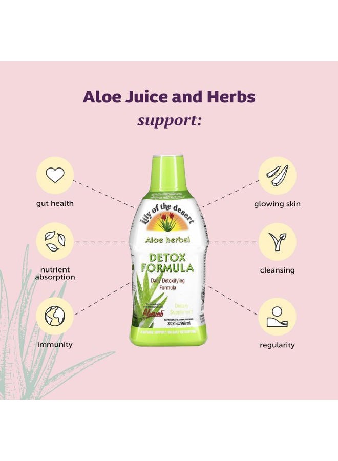 Lily Of the Desert Aloe Vera Herbal Detox Formula - Aloe Vera Juice with Milk Thistle, Slippery Elm, Burdock Root, Dandelion Root, and Echinacea for Gut Health, Liver Support, and Wellness, 32 Oz - Image 3